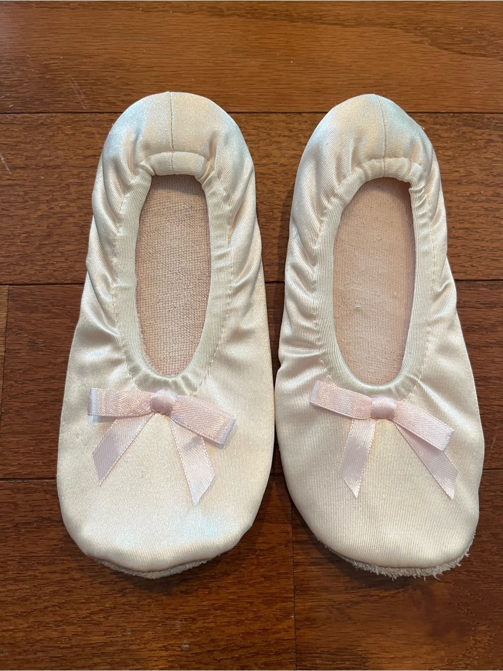 Kids Satin Ballet Slippers with Bow -Pale Pink